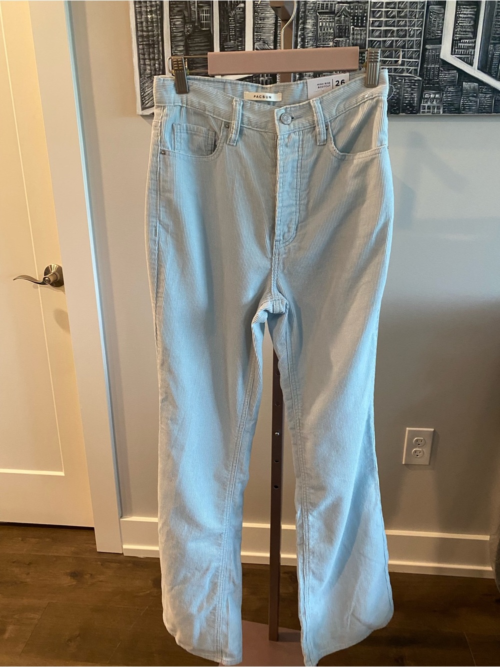 NWT Pacsun Light Blue Corduroy High-Rise Bootcut Jeans 26”
